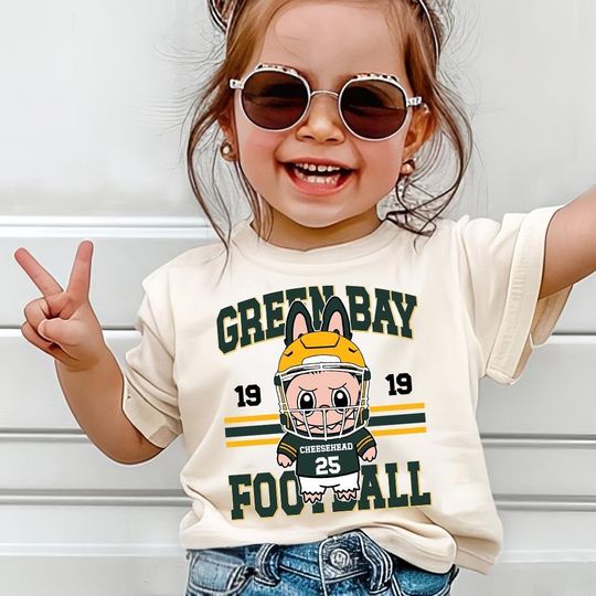 Discover Vintage Green Bay Football Shirt, Labubu Football Cute Kid, Gift For Christmas Football
