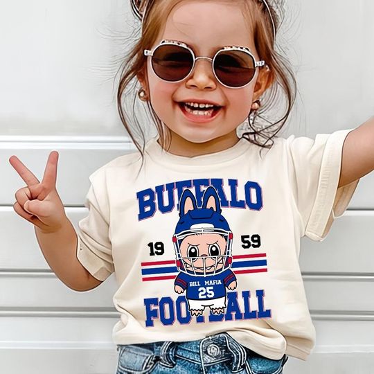 Discover Vintage Buffalo Football Shirt, Labubu Football Cute Kid, Gift For Christmas Football