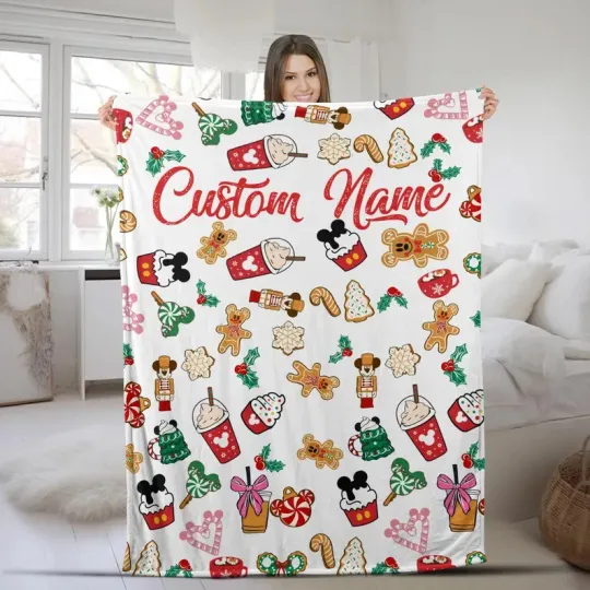 Discover Disney Mickey Mouse And Friends Santa Christmas Sweets Customize Fleece Blanket
