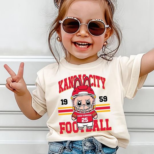 Discover Vintage Kansas City Football Shirt, Labubu Football Cute Kid, Gift For Christmas Football