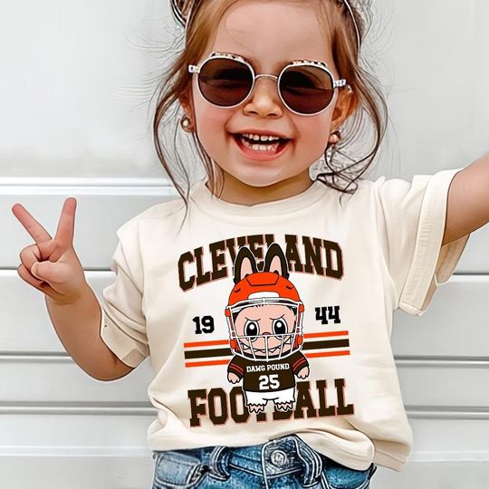 Discover Vintage Cleveland Football Shirt, Labubu Football Cute Kid, Gift For Christmas Football