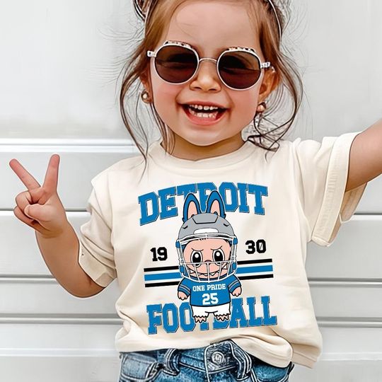 Vintage Detroit Football Shirt, Labubu Football Cute Kid, Gift For Christmas Football