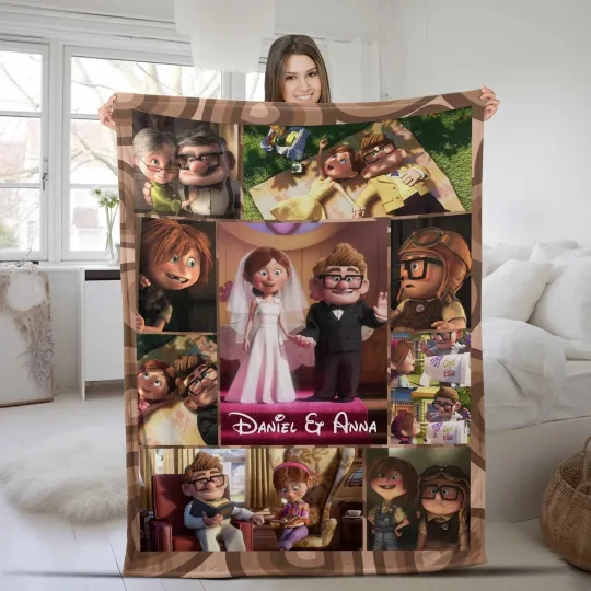 Discover Custom Disney Up Movie Blanket, Personalized Watercolor Disney Up Fleece Blanket