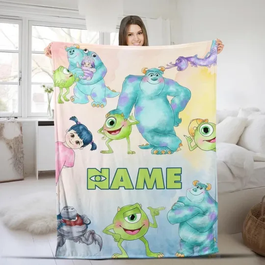 Discover Disney Monster Inc Cute Drawing Art Disneyland Customize Fleece Blanket