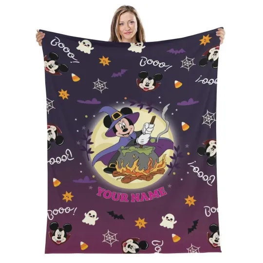 Discover Personalized Disney Cute Mickey Mouse Halloween Fleece Blanket