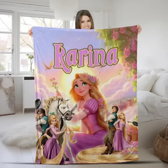 Disney Tangled Rapunzel Go Live Your Dream Sitting Pose Customize Fleece Blanket