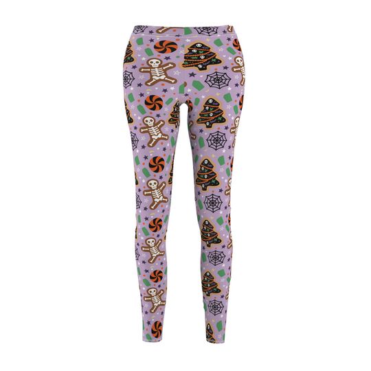 Holiday Gingerbread Leggings for Women, Festive Cozy Athleisure Pants