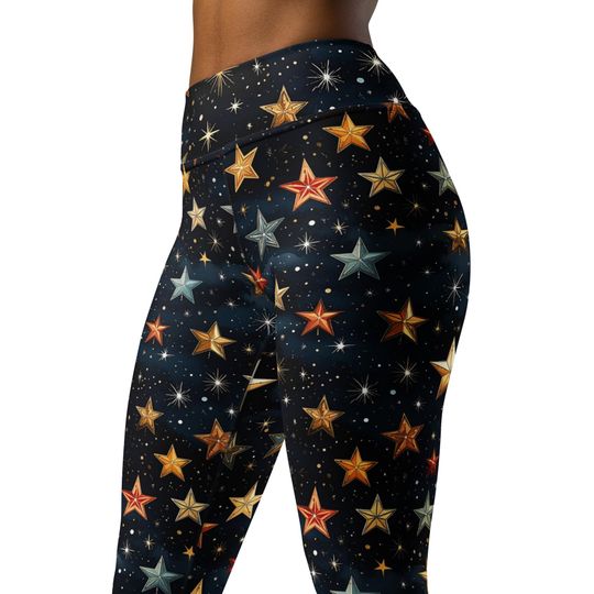 Discover Christmas Starry Sky High Waist Yoga Leggings | Festive Christmas Outfit