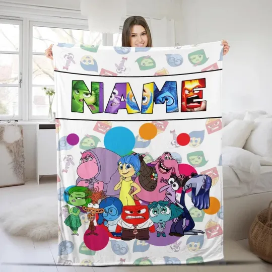 Discover Disney Inside Out 2 Joy Disgust Sadness Anxiety Envy Customize Fleece Blanket