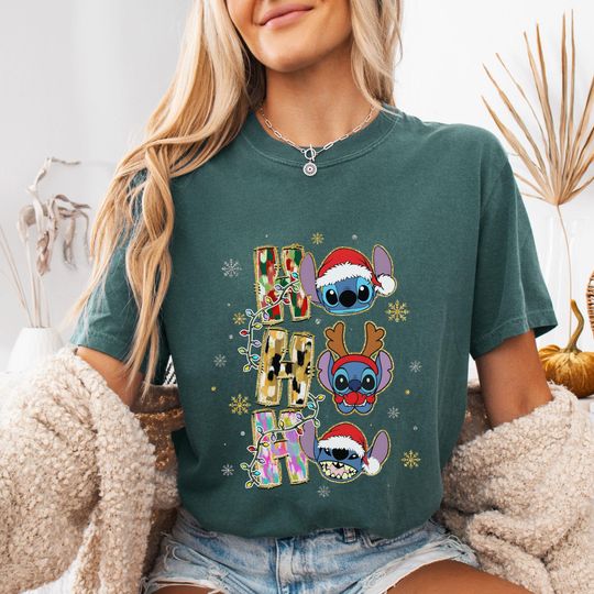Discover Comfort Color Stitch Shirt, Disney Christmas Shirt, Stitch Christmas Shirt, Disney Christmas, Lilo And Stitch, Lilo And Stitch Christmas