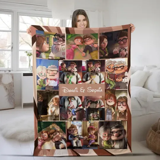 Discover Disney Up Movie Carl & Ellie Love Couple Customize Fleece Blanket