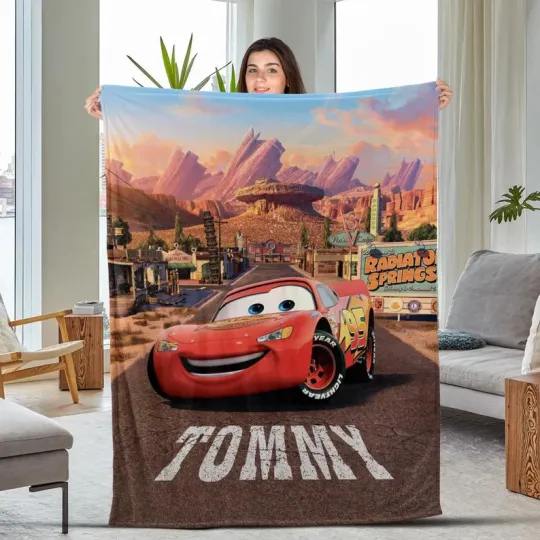 Discover Disney Cars Lightning McQueen Posing Radiator Springs Customize Fleece Blanket