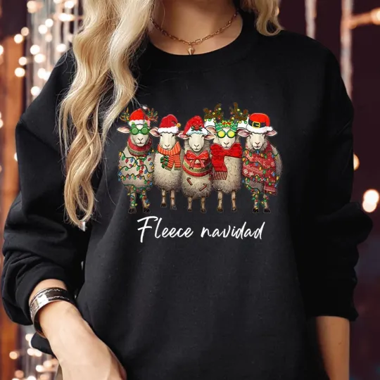 Discover Fleece Navidad Sheep Lamb Ugly Christmas Sweater