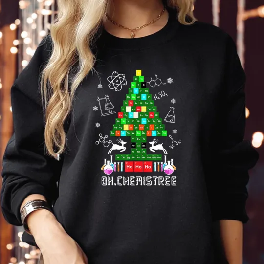 Chemistree Science Nerd Geek Periodic Table Christmas Sweatshirt