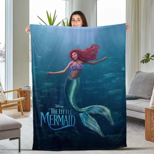 Discover Disney The Little Mermaid Black Ariel Live Action Graphic Fleece Blanket