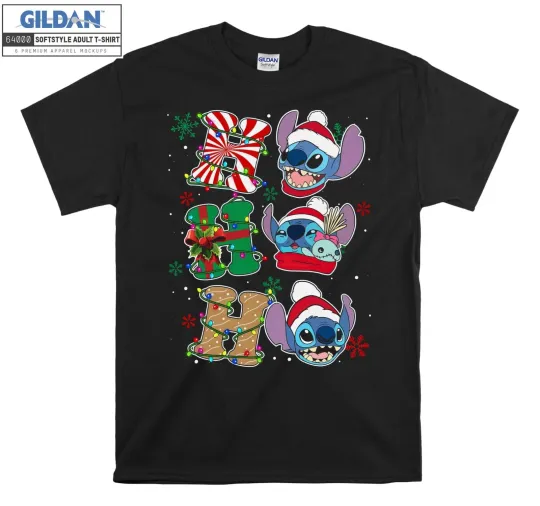 Discover Christmas Lilo And Stitch Ho Ho Ho Christm Hoodie Tshirt Men Women Unisex AB243