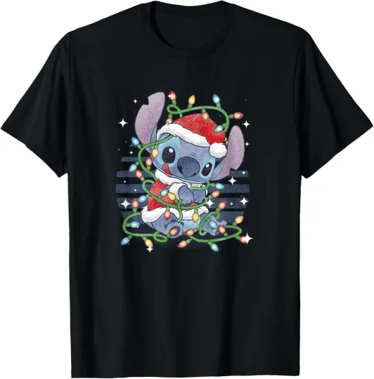 Lilo & Stitch Christmas Tangled Lights Portrait T-Shirt