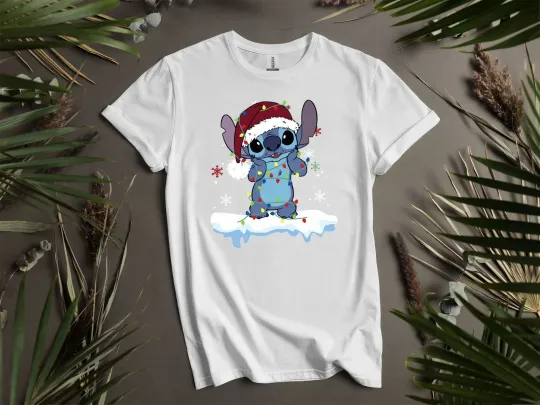 Discover Disney Lilo And Stitch Christmas Lights Hoodie Tshirt Men Women Unisex AD428