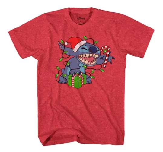 Disney Lilo & Stitch Christmas Lights Men's Shirt