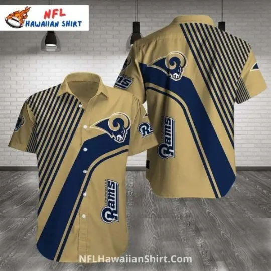 Discover Los Angeles Raams Tan And Navy Striped football Hawaiian Shirt , Gift for Fan