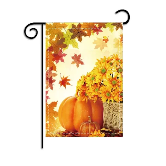 Double Sided Pumpkin Garden Flag Thanksgiving Yard Flag for Outdoor Decor