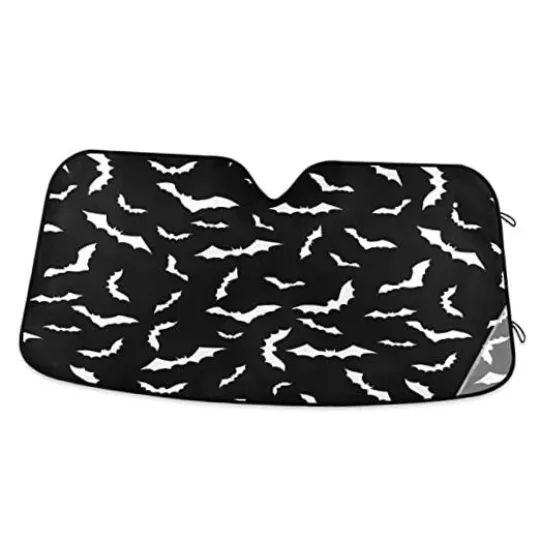 Discover Black Car Windshield Sun Shade Happy Halloween Car Sun Visor 55 x 28 inch Bat