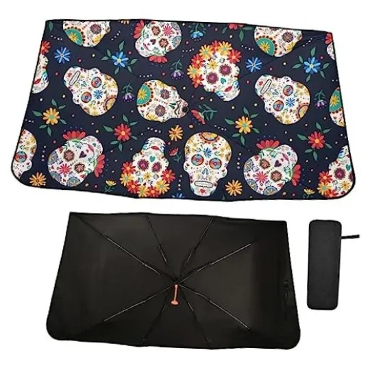 Discover Sugar Skull Flower Halloween Windshield Sun Shade Umbrella Day of The multi 8