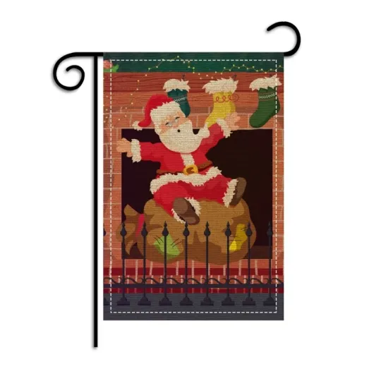 Discover Double Sided 12x18 Yard Flag Santa Claus christmas decorations Linen garden flag