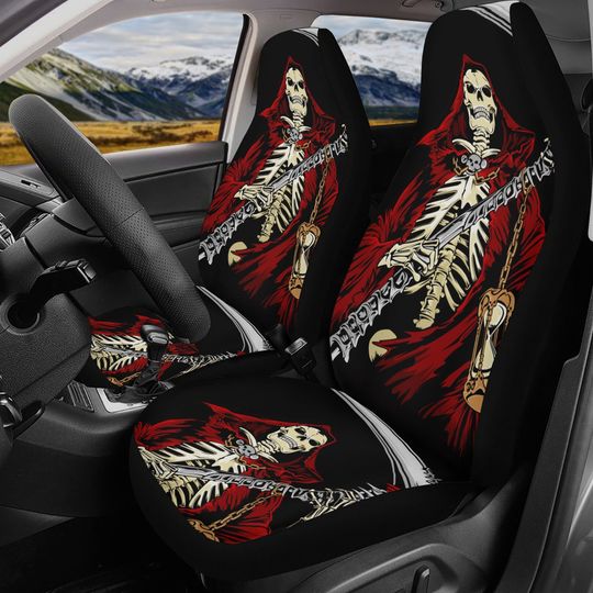 Discover Death Grim reaper skull Car Seat Cover car mat, Halloween horror car seat cover mat ghost car seat protector covers mat skeleton car mats