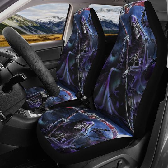 Discover Grim reaper skull Car Seat Cover car mat skeleton skull seat cover mat ghost car seat protector cover Gothic mat skeleton car mat seat cover