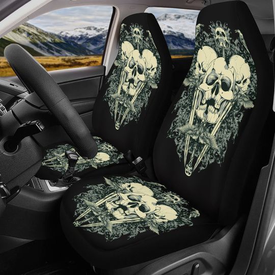 Discover Grim reaper Car Seat Cover skull car mat Halloween skull seat cover mat for car Death seat protector cover mat for car, ghost car seat cover