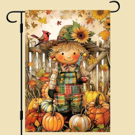 Discover Thanksgiving Fall Garden Flag Scarecrow Double Sided Fall