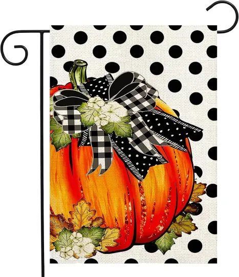 Discover Pumpkin Fall Garden Flag Burlap Double Sided Outdoor Yard Flag