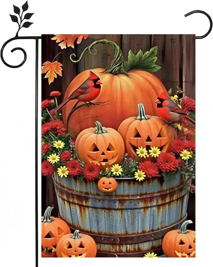 Discover Fall Garden Flags Double Sided Pumpkin Yard Flags for Outdoor Autumn Decor