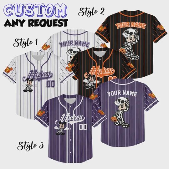 Custom Disney Mickey Halloween Purple Collection Baseball