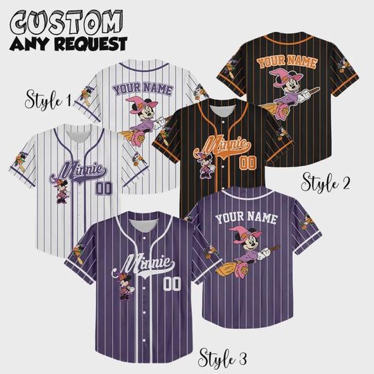 Discover Custom Disney Minnie Halloween Purple Collection Baseball