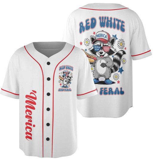 Discover Raccoon Mix 4th Of July Baseball Jersey, Racoon Red White And Feral Jersey