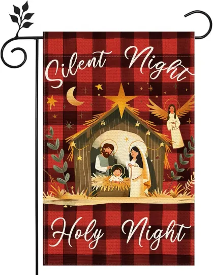 Discover Christmas Holy Night Jesus Christian Garden Flag  Winter Double Sided