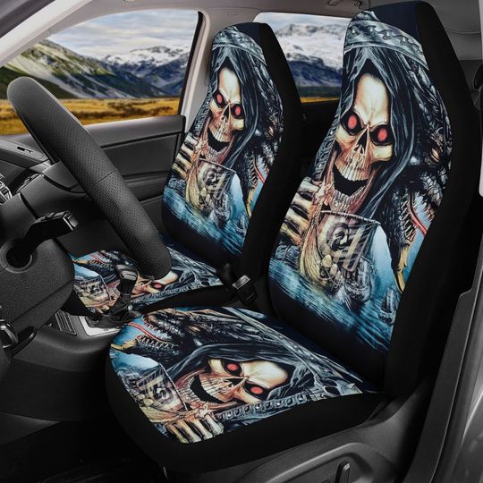 Discover Skull Car Seat Cover car mat Halloween death seat cover mat ghost car seat protector cover Death skull mat skeleton car mat seat protector
