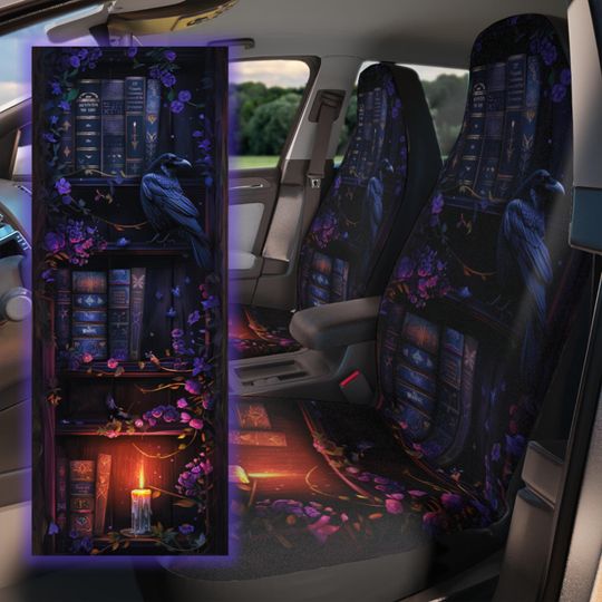 Discover Gothic Dark Academia Car Seat Covers, Dark Academia Bookish Decor for Car, Witchy Aesthetic Car Accessories, Whimsigoth Seat Covers for Car