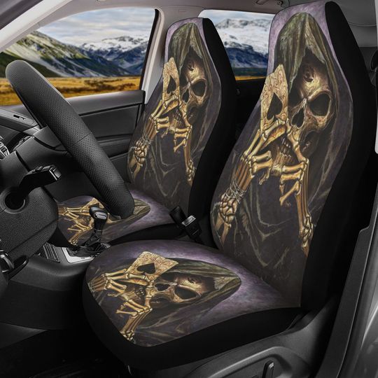 Discover Grim reaper Skull Seat Cover for car, flower skull car mat, skull seat cover mat for car Horror evil car seat cover, skull mat cover for car
