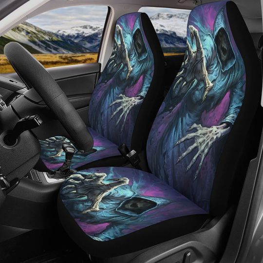 Discover Grim reaper skull Car Seat Cover car mat, Halloween death car seat cover mat ghost skull car seat protector covers mat skeleton car mats