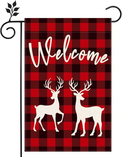 Discover Merry Christmas Snowflake Deer Burlap Garden Flag