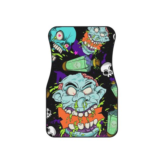 Discover Spooky Zombie Car Mats - Set of 4, Halloween Decor, Car Accessories, Gift for Car Enthusiasts, Funny Car Floor Mats