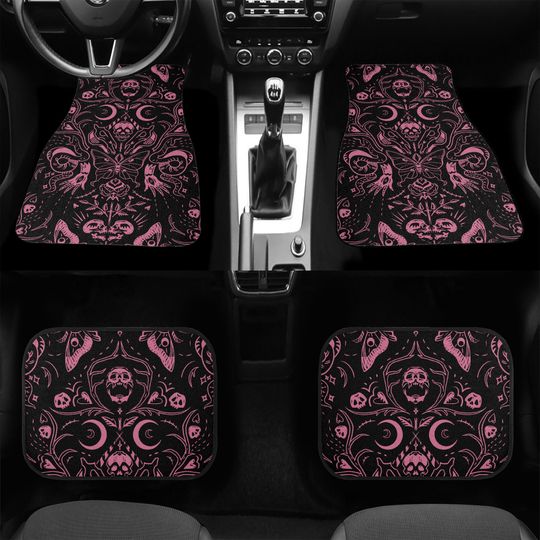 Discover Whimsigoth Car Mats Skulls Moths Gothcore Car Mats Gothic Car Accessories Creepy Custom Car Mats Pastel Witchcore Goth Girl Car Mats