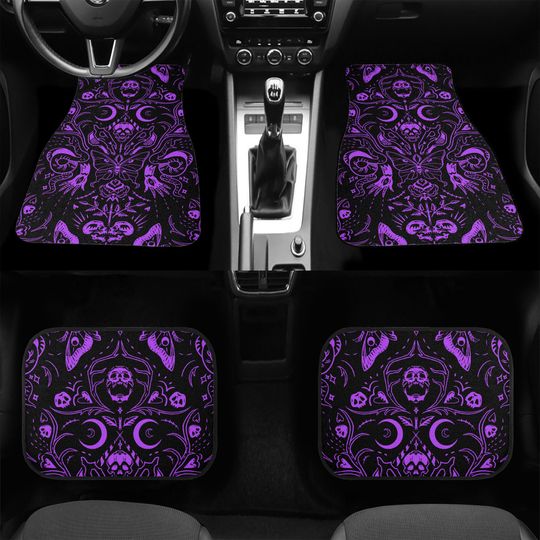 Discover Gothic Car Mats Skulls Moths Gothcore Car Mats Whimsigoth Car Decor Creepy Custom Car Mats Purple Witchcore Goth Girl Car Mats Car Decor