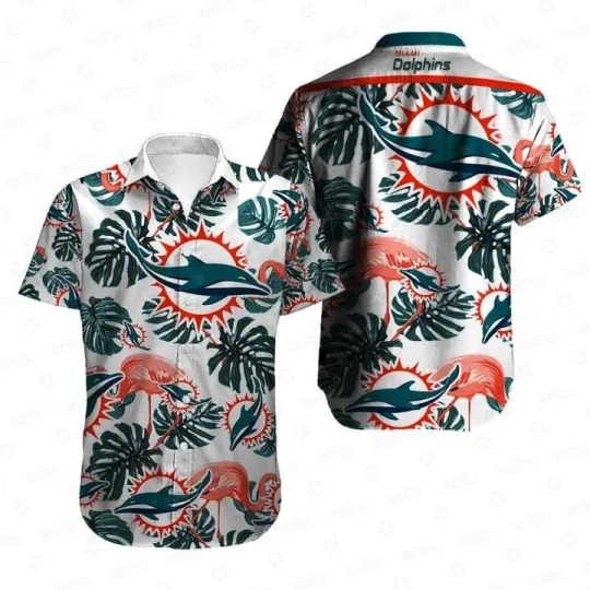 Miami Dollphiins Flamingo Paradise Hawaiian Shirt Summer Aloha, Gift for Fan