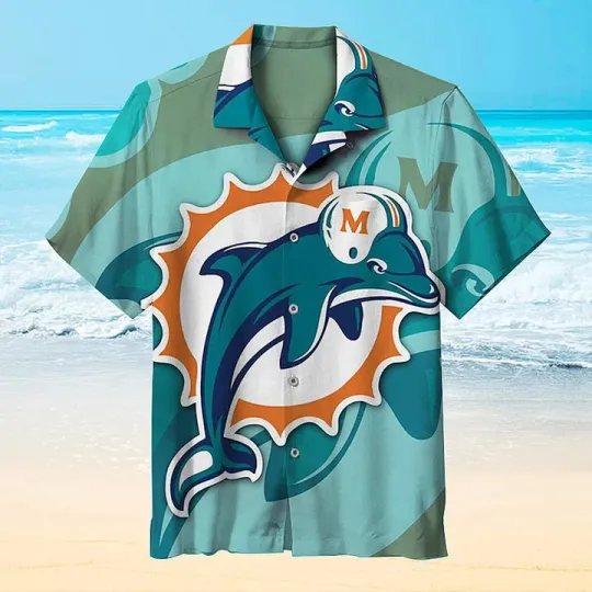 Discover Classic Miami Dolphins Emblem Hawaiian Shirt Summer Aloha S-5XL