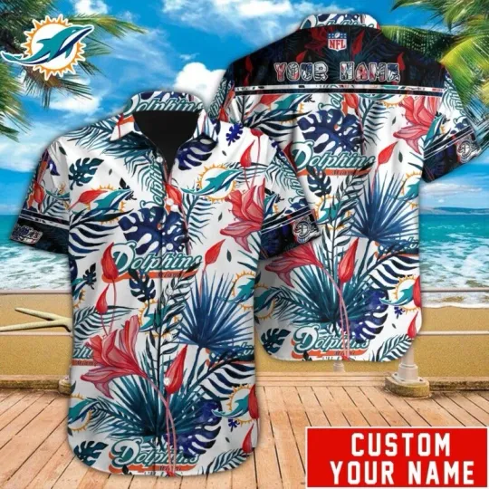 Discover Personalized Miami Dolphins Tropical Breeze Hawaiian Shirt Summer Aloha S-5XL