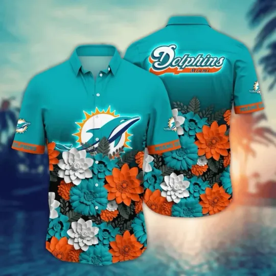 Discover Miami Dolphins Tropical Garden Hawaiian Shirt Summer Aloha S-5XL